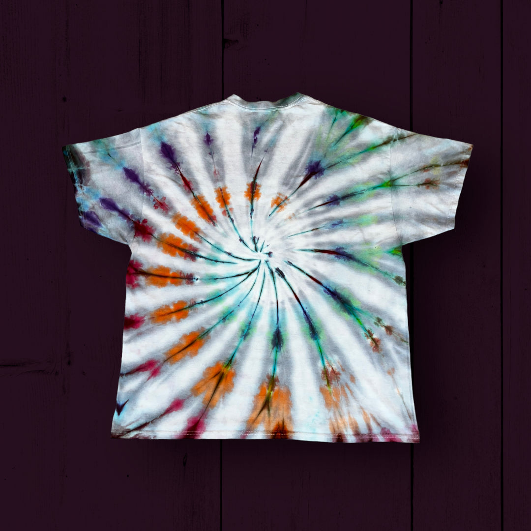 2XL Ice Dyed Rainbow Spiral Tie Dye T-shirt